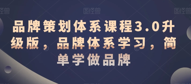品牌策划体系课程3.0升级版，品牌体系学习，简单学做品牌_泡桐学堂