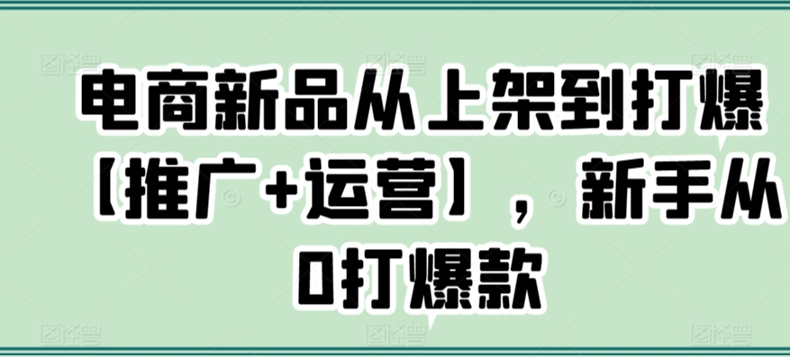 电商新品从上架到打爆【推广+运营】，新手从0打爆款_泡桐学堂