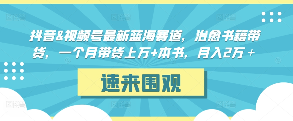 抖音&视频号最新蓝海赛道，治愈书籍带货，一个月带货上万+本书，月入2万＋【揭秘】_泡桐学堂