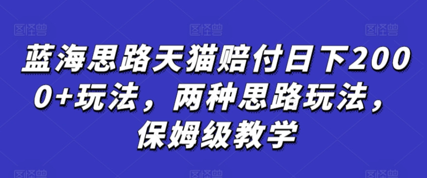 蓝海思路天猫赔付日下2000+玩法，两种思路玩法，保姆级教学【仅揭秘】_泡桐学堂