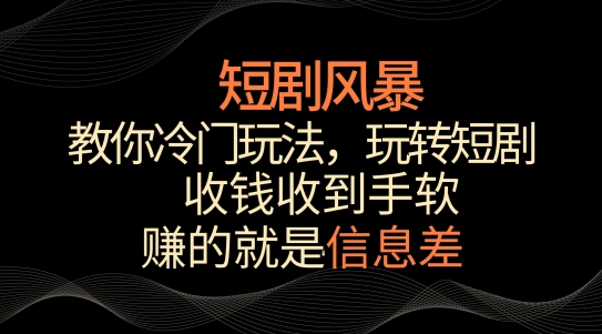 短剧风暴，教你冷门玩法，玩转短剧，收钱收到手软【揭秘】_泡桐学堂