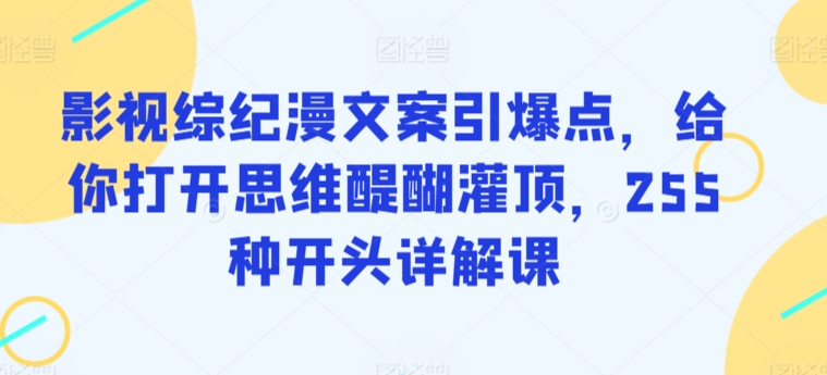 影视综纪漫文案引爆点，给你打开思维醍醐灌顶，255种开头详解课_泡桐学堂