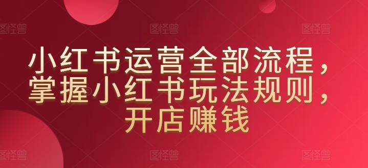 小红书运营全部流程，掌握小红书玩法规则，开店赚钱_泡桐学堂