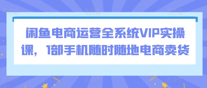 闲鱼电商运营全系统VIP实操课，1部手机随时随地电商卖货_泡桐学堂