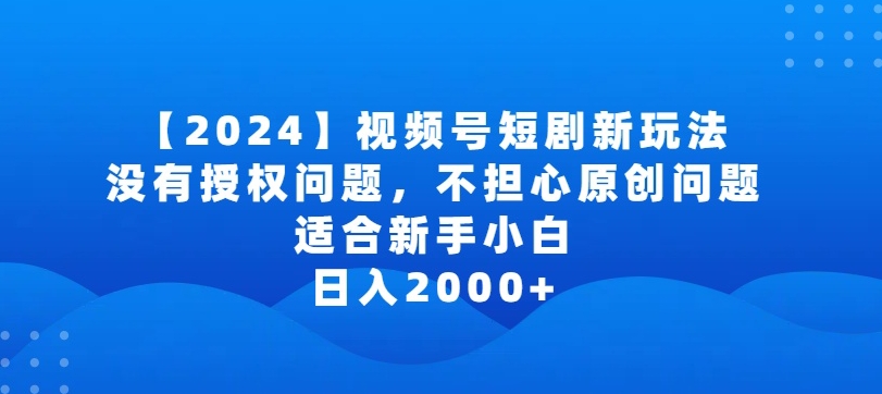 2024视频号短剧玩法，没有授权问题，不担心原创问题，适合新手小白，日入2000+【揭秘】_泡桐学堂