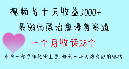 十天收益5000+，多平台捞金，视频号情感治愈漫剪，一个月收徒28个，小白一部手机轻松上手【揭秘】_泡桐学堂