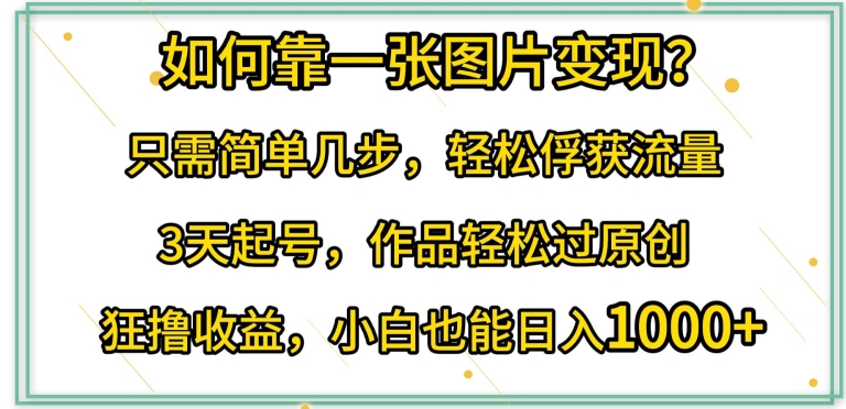 如何靠一张图片变现?只需简单几步，轻松俘获流量，3天起号，作品轻松过原创【揭秘】_泡桐学堂
