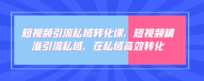 短视频引流私域转化课，短视频精准引流私域，在私域高效转化_泡桐学堂