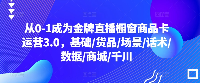 从0-1成为金牌直播橱窗商品卡运营3.0，基础/货品/场景/话术/数据/商城/千川_泡桐学堂