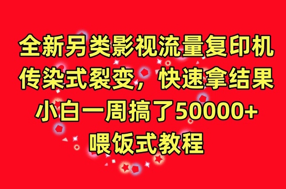 全新另类影视流量复印机，传染式裂变，快速拿结果，小白一周搞了50000+，喂饭式教程【揭秘】_泡桐学堂