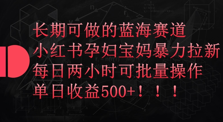 长期可做的蓝海赛道，小红书孕妇宝妈暴力拉新玩法，每日两小时可批量操作，单日收益500+【揭秘】_泡桐学堂