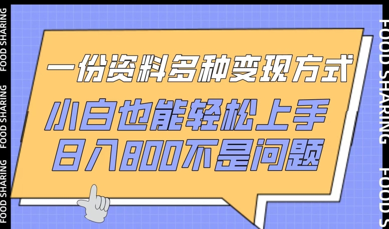 一份资料多种变现方式，小白也能轻松上手，日入800不是问题【揭秘】_泡桐学堂