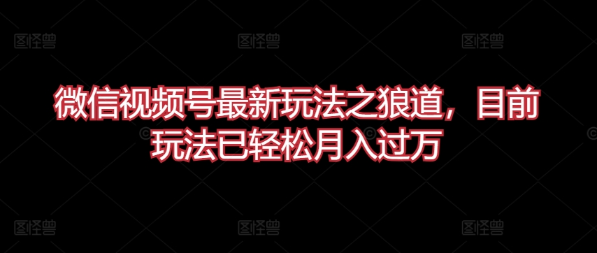 微信视频号最新玩法之狼道，目前玩法已轻松月入过万【揭秘】_泡桐学堂