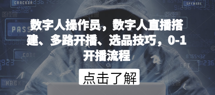数字人操作员，数字人直播搭建、多路开播、选品技巧，0-1开播流程_泡桐学堂