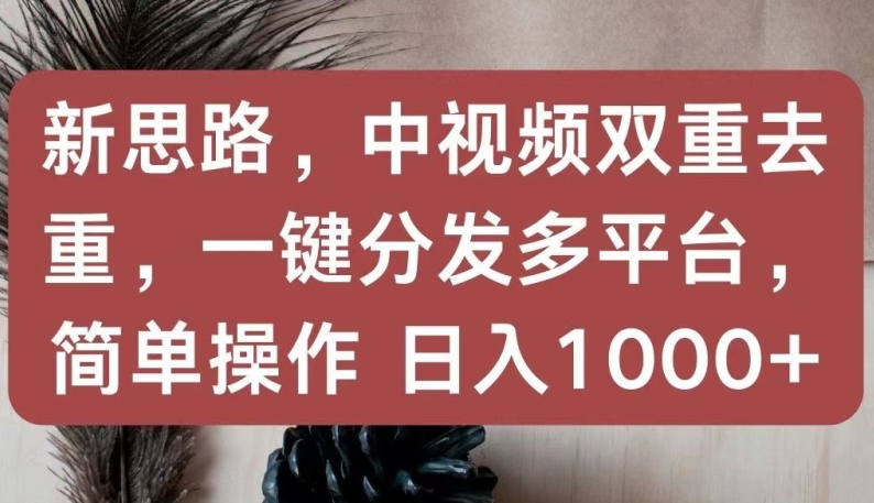 新思路，中视频双重去重，一键分发多平台，简单操作，日入1000+【揭秘】_泡桐学堂