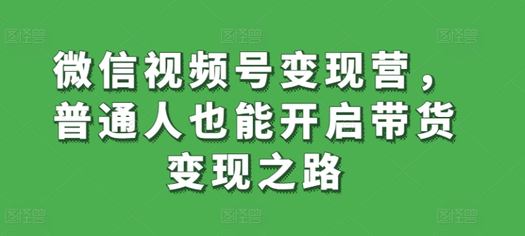 微信视频号变现营，普通人也能开启带货变现之路_泡桐学堂