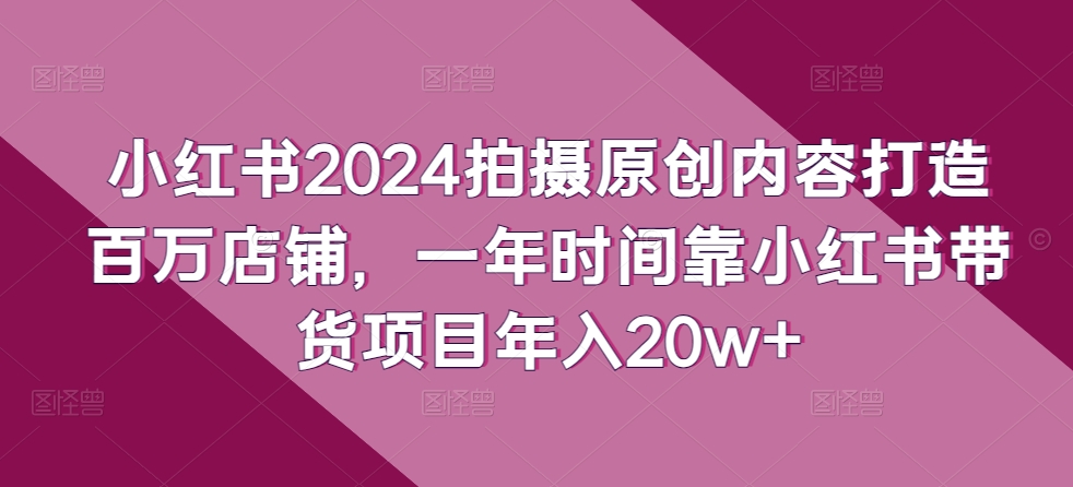 小红书2024拍摄原创内容打造百万店铺，一年时间靠小红书带货项目年入20w+_泡桐学堂