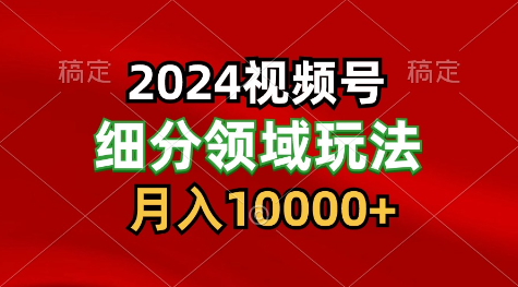 2024视频号分成计划细分领域玩法，每天5分钟，月入1W+_泡桐学堂