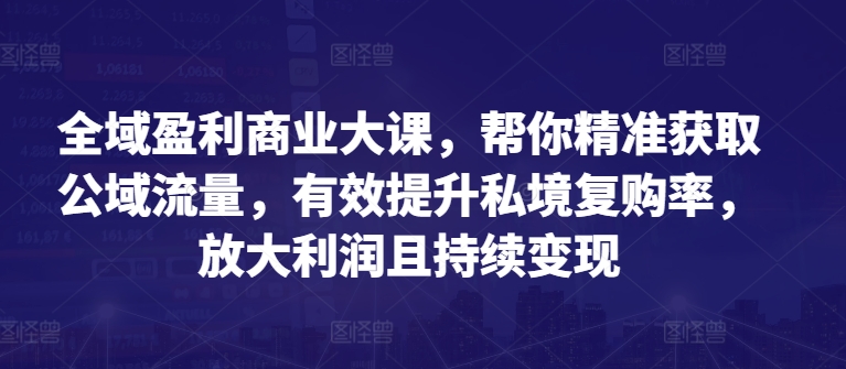 全域盈利商业大课，帮你精准获取公域流量，有效提升私境复购率，放大利润且持续变现_泡桐学堂