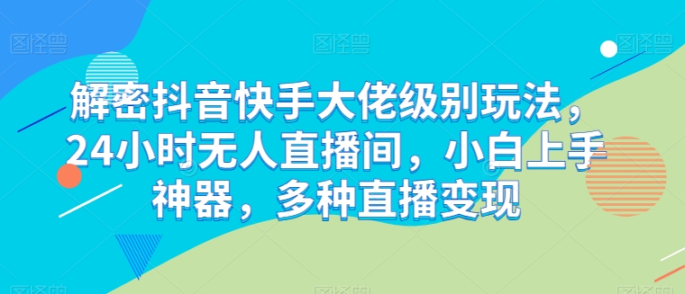 解密抖音快手大佬级别玩法，24小时无人直播间，小白上手神器，多种直播变现【揭秘】_泡桐学堂