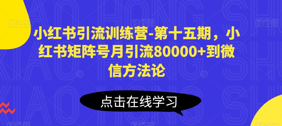 小红书引流训练营-第十五期，小红书矩阵号月引流80000+到微信方法论_泡桐学堂