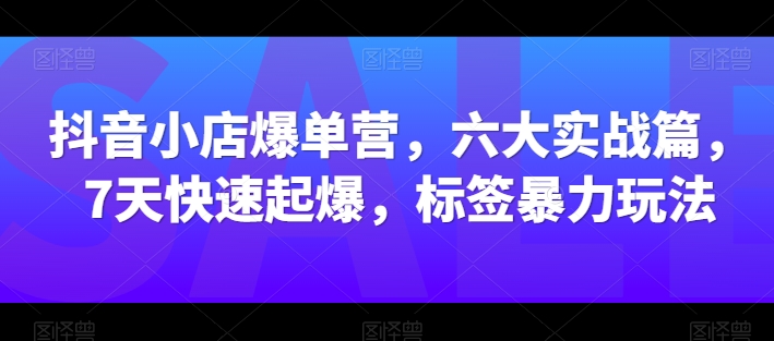 抖音小店爆单营，六大实战篇，7天快速起爆，标签暴力玩法_泡桐学堂