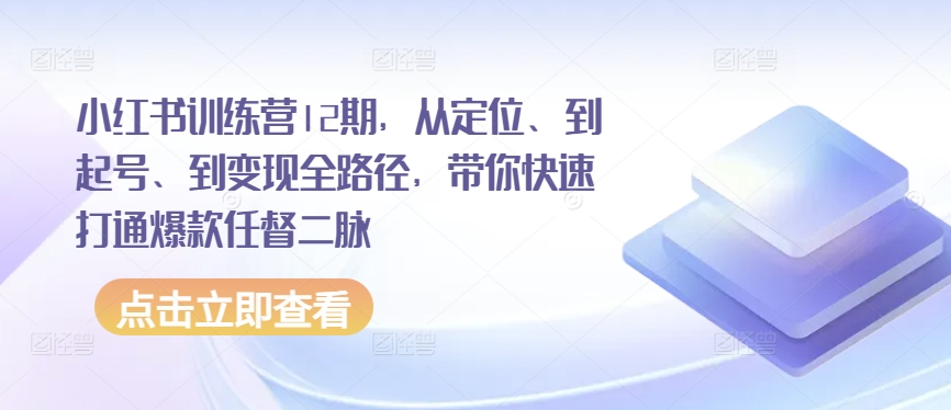 小红书训练营12期，从定位、到起号、到变现全路径，带你快速打通爆款任督二脉_泡桐学堂