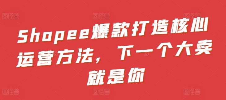 Shopee爆款打造核心运营方法，下一个大卖就是你_泡桐学堂