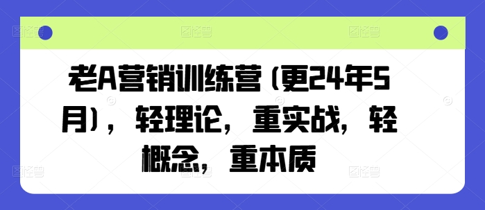 老A营销训练营(更24年5月)，轻理论，重实战，轻概念，重本质_泡桐学堂