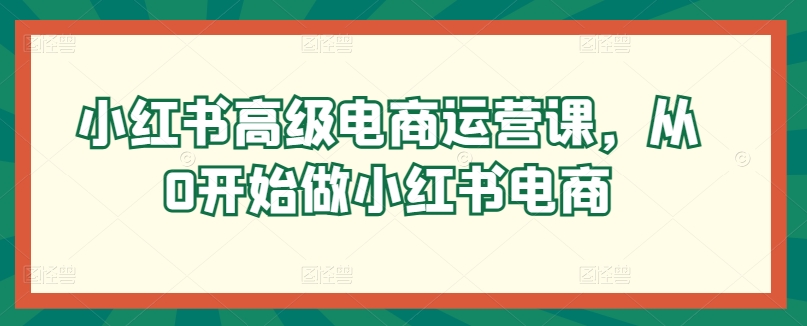 小红书高级电商运营课，从0开始做小红书电商_泡桐学堂
