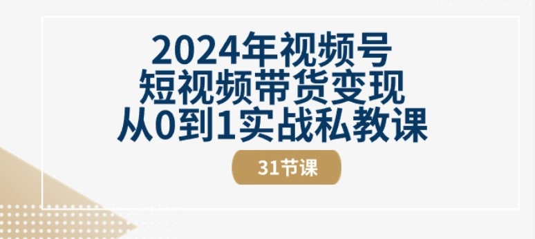 2024年视频号短视频带货变现从0到1实战私教课(31节视频课)_泡桐学堂