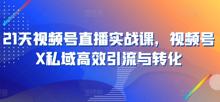21天视频号直播实战课，视频号X私域高效引流与转化_泡桐学堂