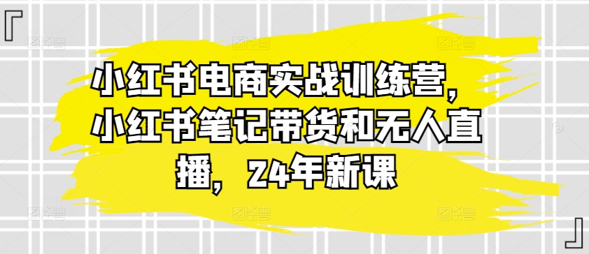 小红书电商实战训练营，小红书笔记带货和无人直播，24年新课_泡桐学堂