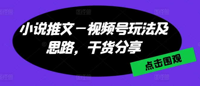 小说推文—视频号玩法及思路，干货分享_泡桐学堂