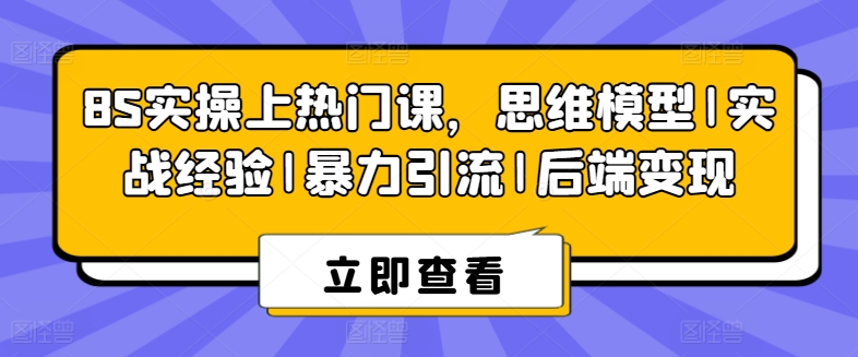 8S实操上热门课，思维模型|实战经验|暴力引流|后端变现_泡桐学堂