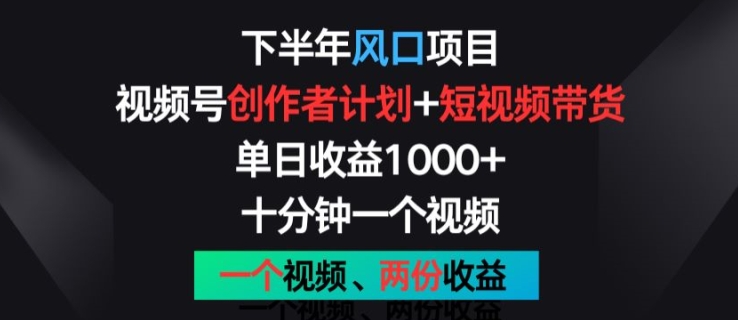 下半年风口项目，视频号创作者计划+视频带货，一个视频两份收益，十分钟一个视频【揭秘】_泡桐学堂