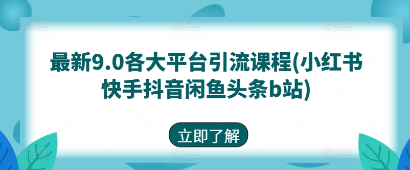最新9.0各大平台引流课程(小红书快手抖音闲鱼头条b站)_泡桐学堂