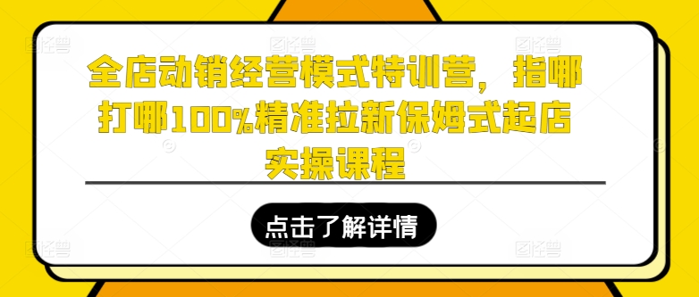 全店动销经营模式特训营，指哪打哪100%精准拉新保姆式起店实操课程_泡桐学堂