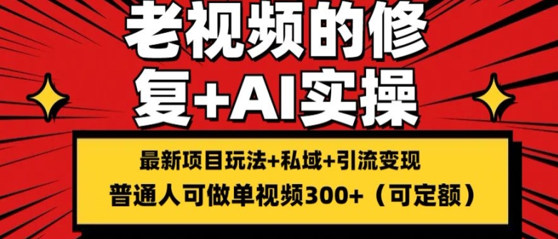 修复老视频的玩法，搬砖+引流的变现(可持久)，单条收益300+【揭秘】_泡桐学堂