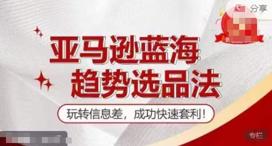 【训练营】亚马逊蓝海趋势选品法，玩转信息差，成功快速套利_泡桐学堂