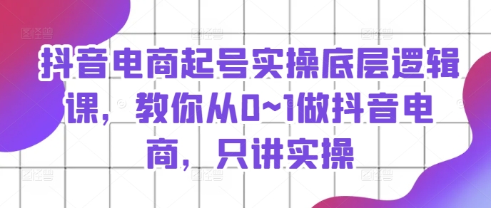 抖音电商起号实操底层逻辑课，教你从0~1做抖音电商，只讲实操_泡桐学堂