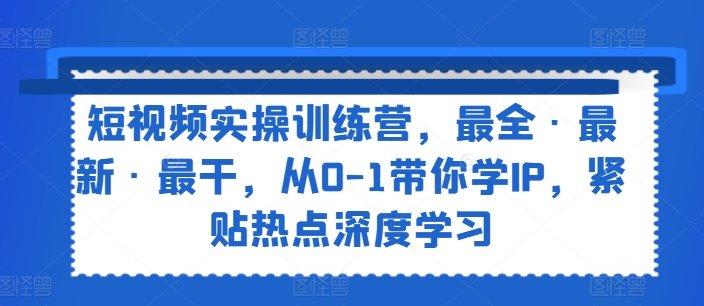 短视频实操训练营，最全·最新·最干，从0-1带你学IP，紧贴热点深度学习_泡桐学堂