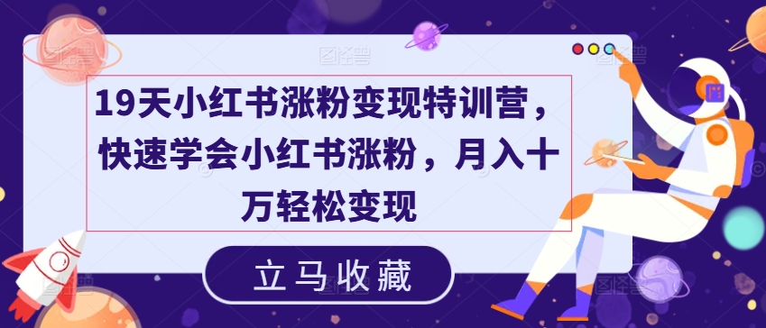 19天小红书涨粉变现特训营，快速学会小红书涨粉，月入十万轻松变现_泡桐学堂