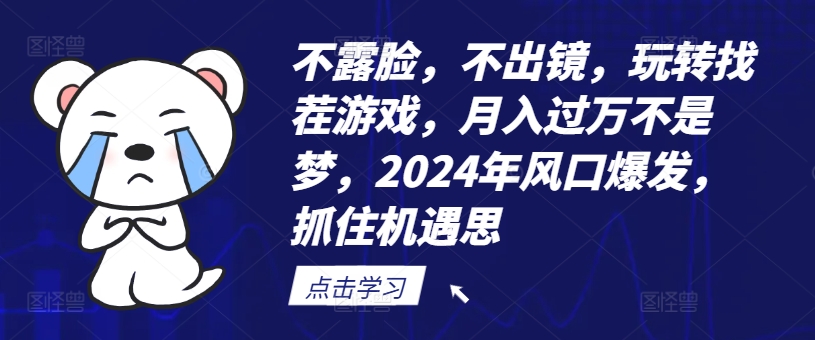不露脸，不出镜，玩转找茬游戏，月入过万不是梦，2024年风口爆发，抓住机遇【揭秘】_泡桐学堂