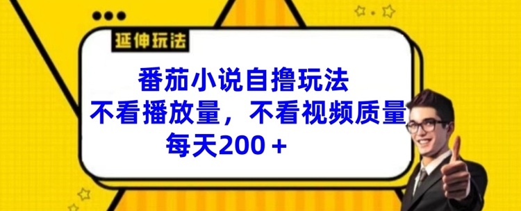 番茄小说自撸玩法，不看播放量，不看视频质量，每天200+【揭秘】_泡桐学堂
