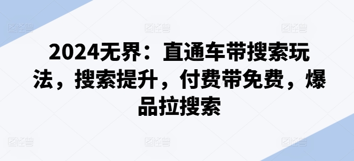 2024无界：直通车带搜索玩法，搜索提升，付费带免费，爆品拉搜索_泡桐学堂