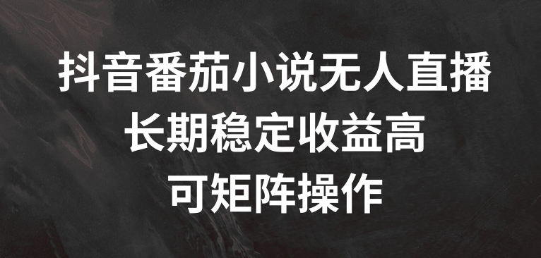 抖音番茄小说无人直播，长期稳定收益高，可矩阵操作【揭秘】_泡桐学堂