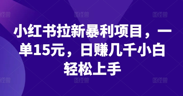 小红书拉新暴利项目，一单15元，日赚几千小白轻松上手【揭秘】_泡桐学堂