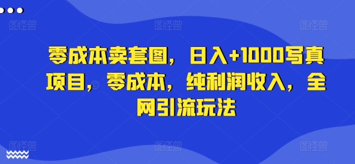 零成本卖套图，日入+1000写真项目，零成本，纯利润收入，全网引流玩法_泡桐学堂