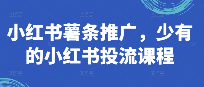 小红书薯条推广，少有的小红书投流课程_泡桐学堂